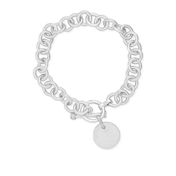 B-002-D Med Round Link Charm Bracelet - Disc | Teeda