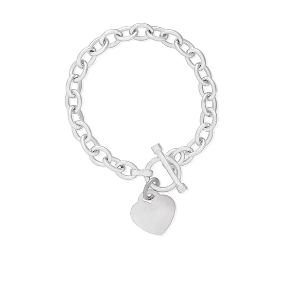B-003-H Med Oval Link Charm Bracelet - Heart | Teeda