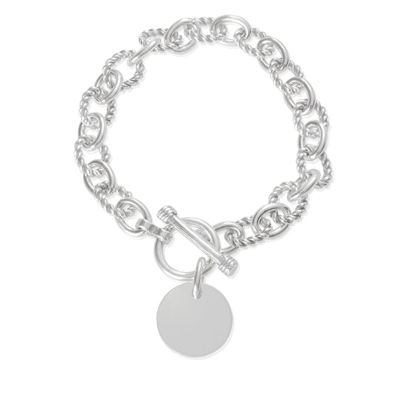 B-813-D Alternating Sm Twist Oval Cable Link Bracelet - Disc | Teeda