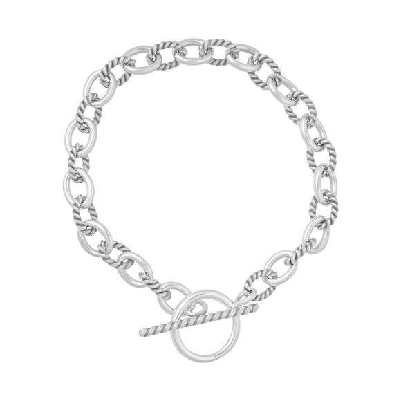 B-813-X Alternating Sm Twist Oval Cable Link Bracelet - No Charm | Teeda