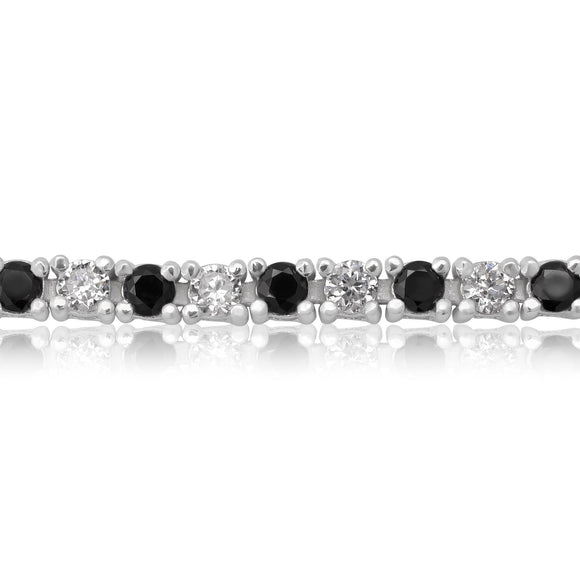 BZ-5000-CB CZ Cubic Zirconia Tennis Bracelet - Clear-Black | Teeda