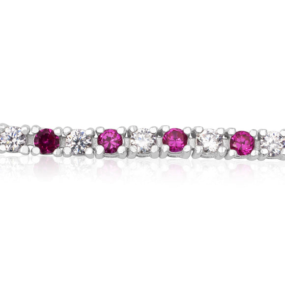 BZ-5000-CSR CZ Cubic Zirconia Tennis Bracelet - Clear-Ruby | Teeda