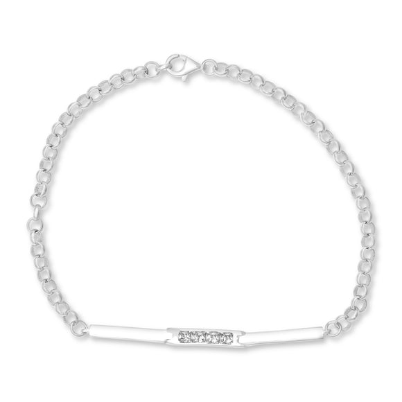BZ-6170 Rolo Bar CZ Bracelet | Teeda