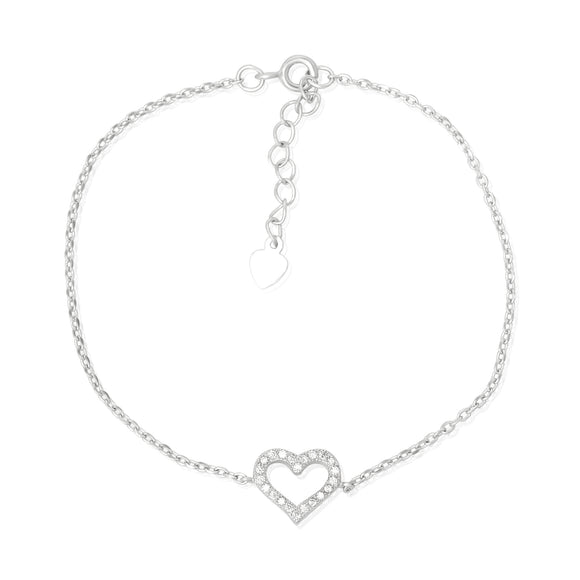 BZ-7000 Open Heart Cubic Zirconia Bracelet | Teeda