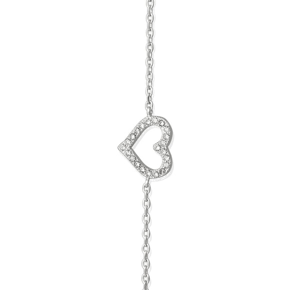 BZ-7000 Open Heart Cubic Zirconia Bracelet | Teeda