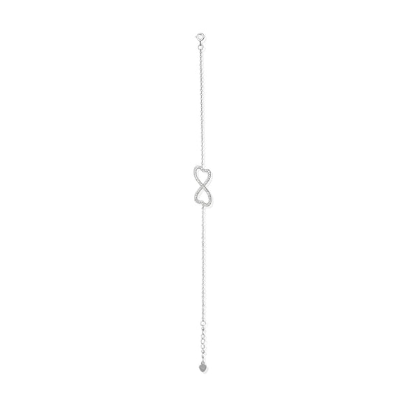BZ-7004 Dual Heart Infinity Symbol Cubic Zirconia Bracelet | Teeda