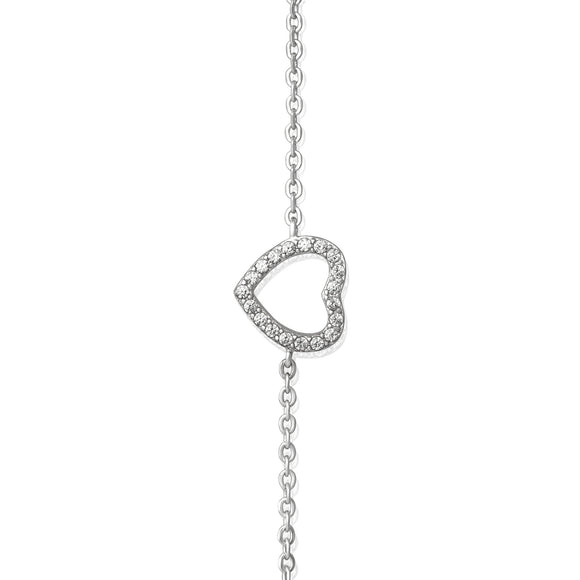 BZ-7006 Open Heart Cubic Zirconia Bracelet | Teeda