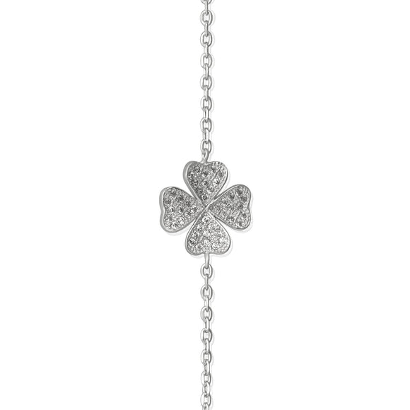 BZ-7012 Pavé Four Leaf Clover CZ Bracelet | Teeda