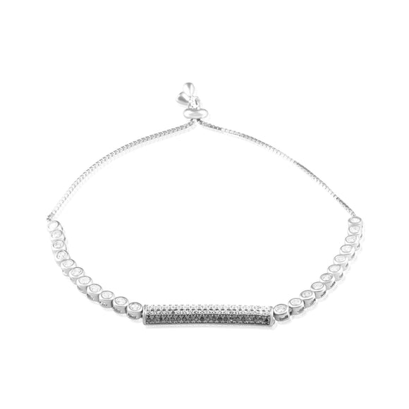 BZ-7013 Micropavé Bar Bezel Set CZ Slider Bracelet