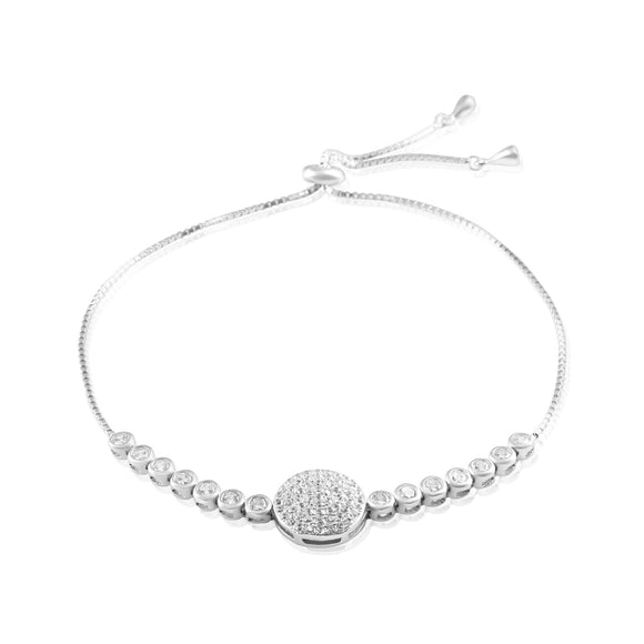 BZ-7017 Micropavé Disc Bezel Set CZ Slider Bracelet