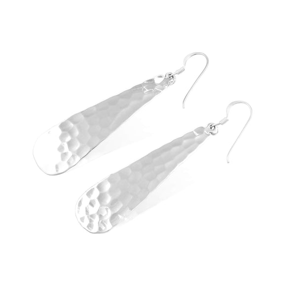 E-1529 Hammered Finish Teardrop French Wire Earrings | Teeda