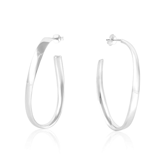 E-1532 Oval Wave Hoop Post Earrings | Teeda