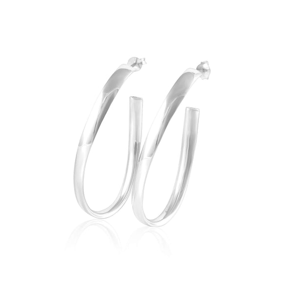 E-1534 Oval Wave Hoop Post Earrings