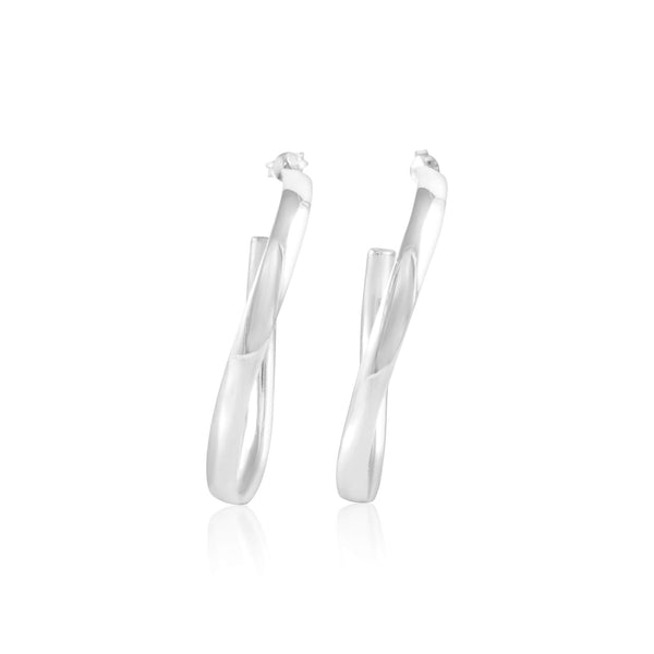 Numbering ♥ #3124 Pave Sculpted Wave Hoop Earrings E-1534 Oval Wave Hoop Post Earrings | Teeda