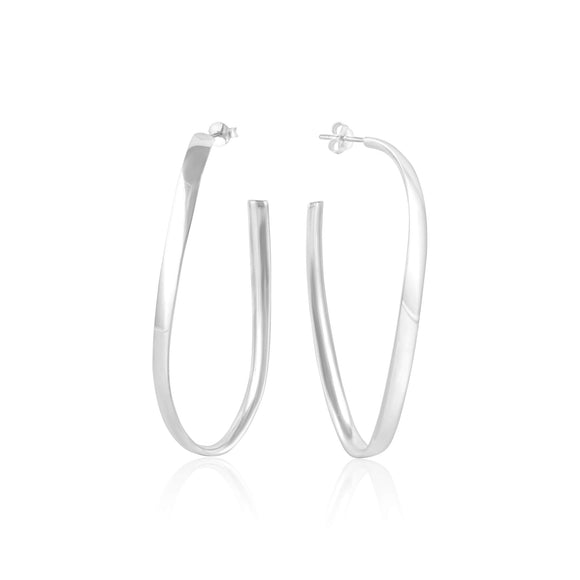 E-1535 Oval Wave Hoop Post Earrings | Teeda