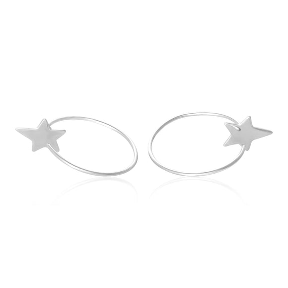 E-7003 Star Ear Wires - Rhodium Plated | Teeda