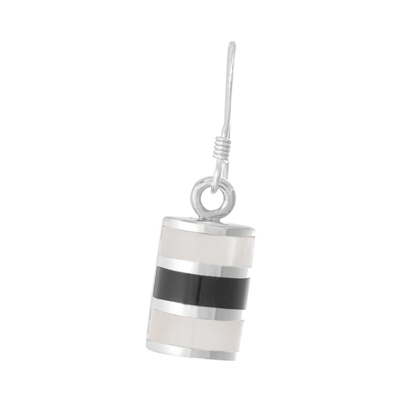 EMOP-1001-PO Mother Of Pearl Inlay Earrings - Mother of Pearl-Black Onyx | Teeda