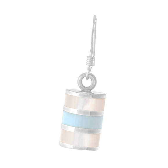 EMOP-1001-PT Mother Of Pearl Inlay Earrings - Mother of Pearl-Turquoise | Teeda