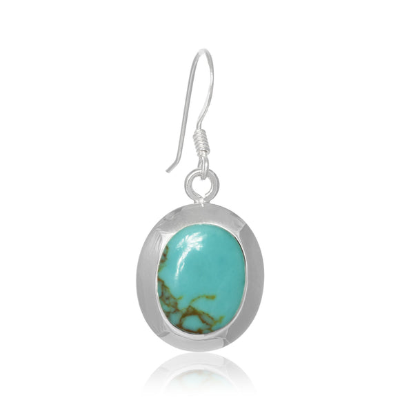 EMOP-1220-T Mother Of Pearl Inlay Earrings - Turquoise | Teeda