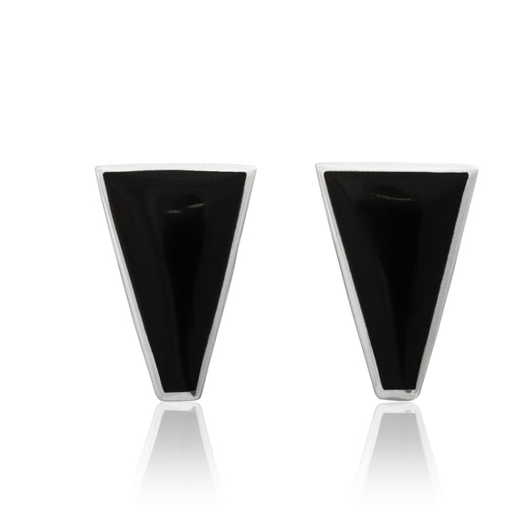 EMOP-1450-O Mother Of Pearl Inlay Earrings - Black Onyx | Teeda