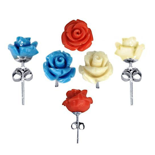 EP-7025 Rose Stud Earrings 8mm