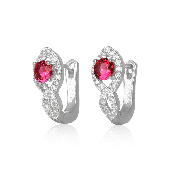 EZ-1076 Leverback Micropavé Cubic Zirconia Earrings - Ruby | Teeda