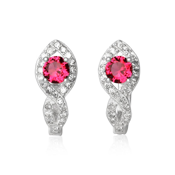 EZ-1076 Leverback Micropavé Cubic Zirconia Earrings - Ruby | Teeda