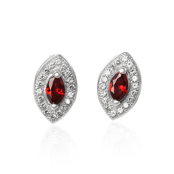 EZ-1079 Micropavé Cubic Zirconia Earrings - Garnet | Teeda