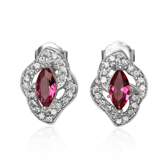 EZ-1081 Micropavé Cubic Zirconia Earrings - Ruby | Teeda
