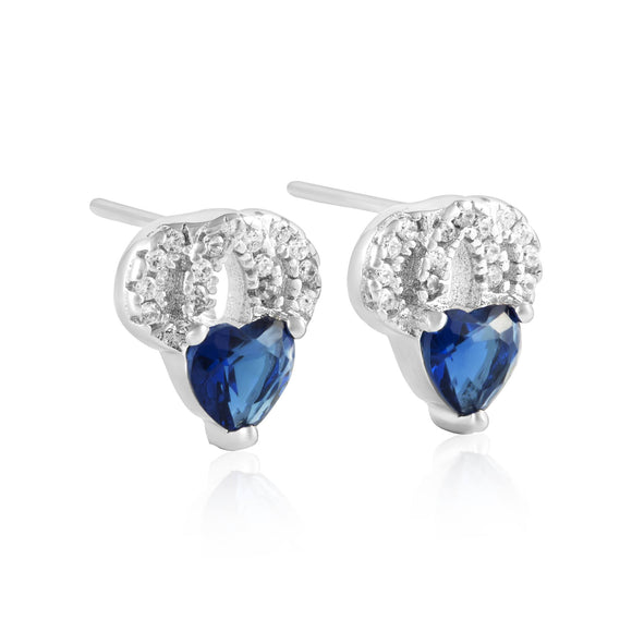EZ-1087 Heart Micropavé Cubic Zirconia Earrings