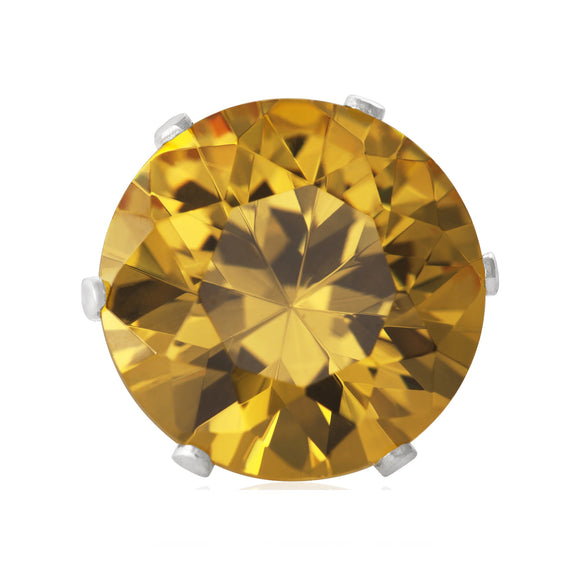 EZ-2020-Y Round CZ Stud Earrings 3mm - Yellow Citrine | Teeda