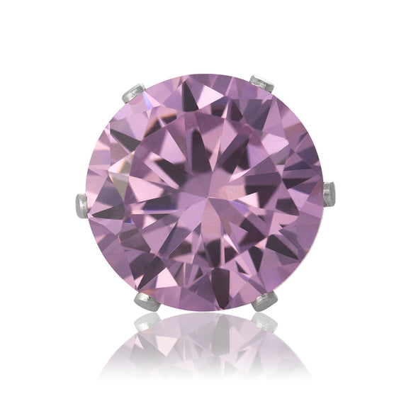 EZ-2060-P Round CZ Stud Earrings 7mm - Pink | Teeda