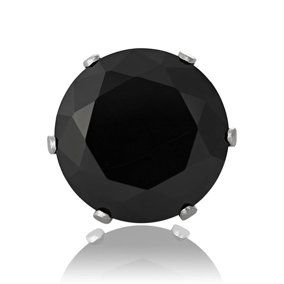 EZ-2090-B Round CZ Stud Earrings 10mm - Black | Teeda