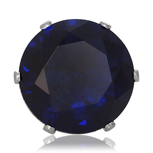 EZ-2090-BS Round CZ Stud Earrings 10mm - Blue Sapphire | Teeda