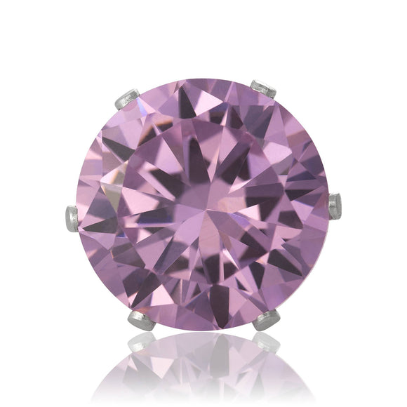 EZ-2090-P Round CZ Stud Earrings 10mm - Pink | Teeda