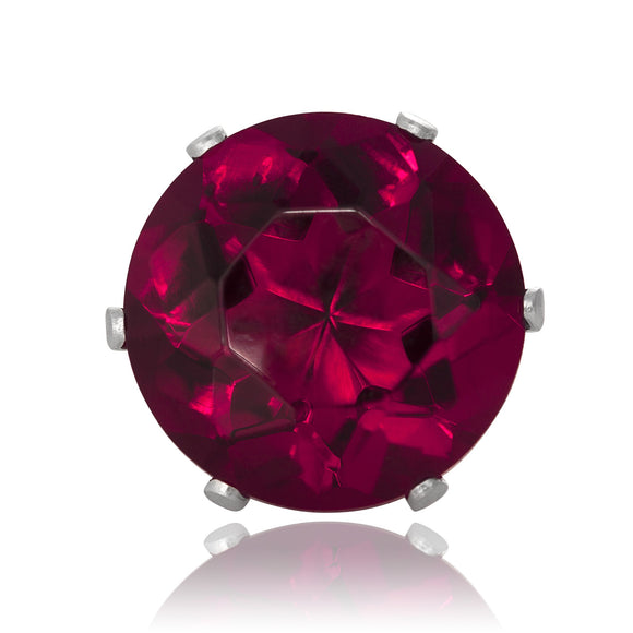 EZ-2090-SR Round CZ Stud Earrings 10mm - Ruby | Teeda