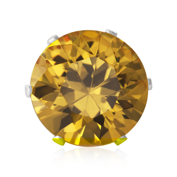 EZ-2090-Y Round CZ Stud Earrings 10mm - Yellow Citrine | Teeda