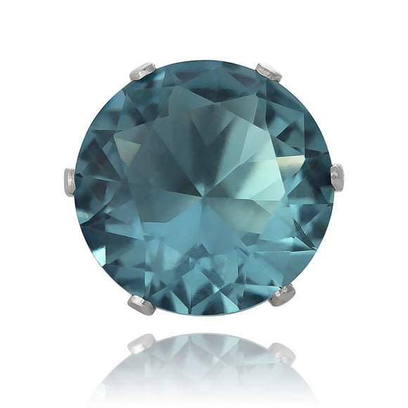 EZ-2100-AQ Round CZ Stud Earrings 11mm - Aqua | Teeda