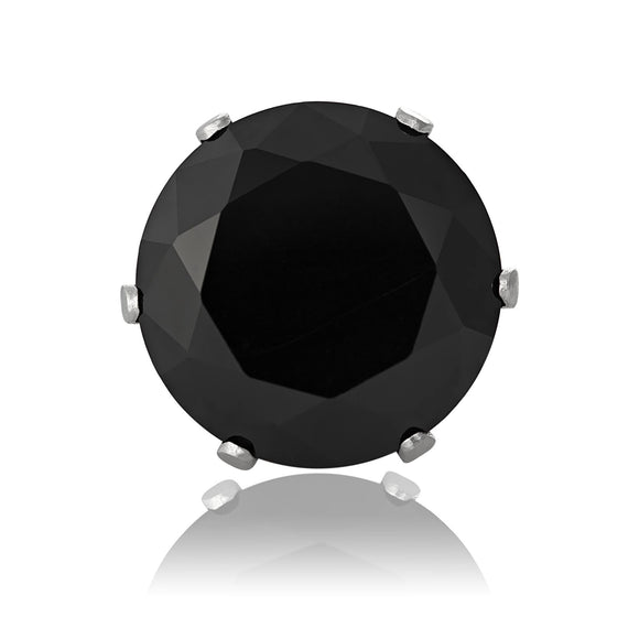 EZ-2100-B Round CZ Stud Earrings 11mm - Black | Teeda