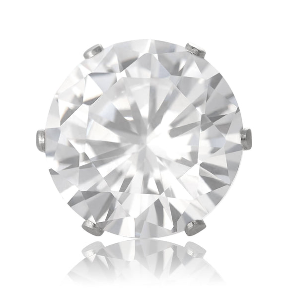 EZ-2100-C Round CZ Stud Earrings 11mm - Clear | Teeda