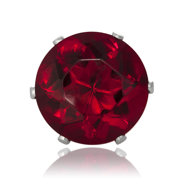 EZ-2100-GG Round CZ Stud Earrings 11mm - Garnet | Teeda