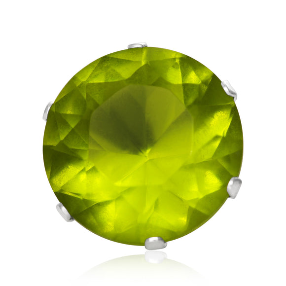 EZ-2100-PE Round CZ Stud Earrings 11mm - Peridot | Teeda