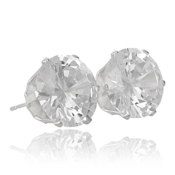 EZ-2100 Round CZ Stud Earrings 11mm | Teeda