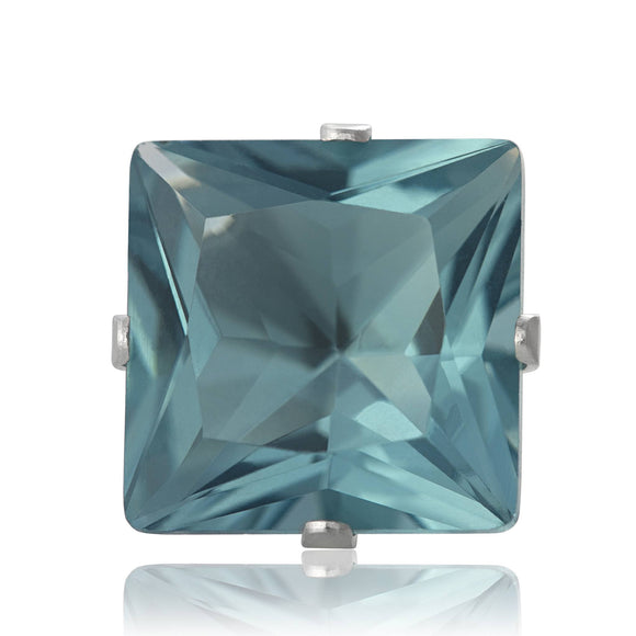 EZ-2150-AQ Square CZ Stud Earrings 6mm - Aqua | Teeda