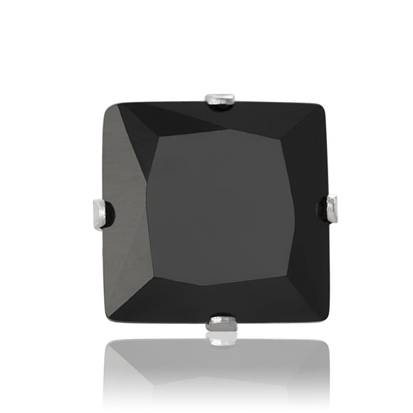 EZ-2150-B Square CZ Stud Earrings 6mm - Black | Teeda