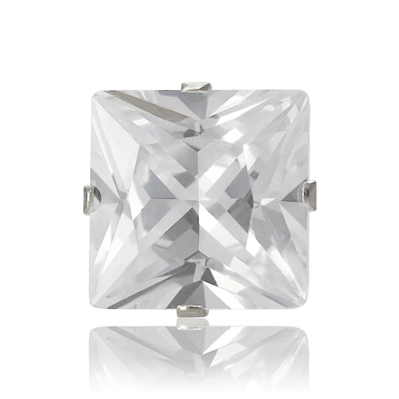 EZ-2150-C Square CZ Stud Earrings 6mm - Clear | Teeda