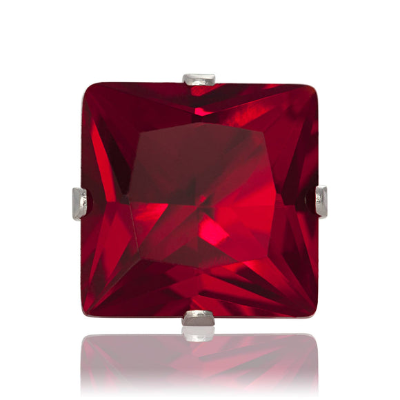 EZ-2150-GG Square CZ Stud Earrings 6mm - Garnet | Teeda