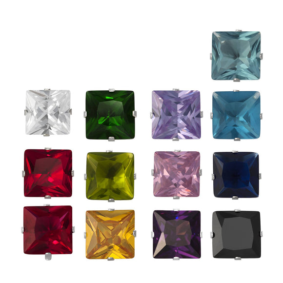 EZ-2150 Square CZ Stud Earrings 6mm