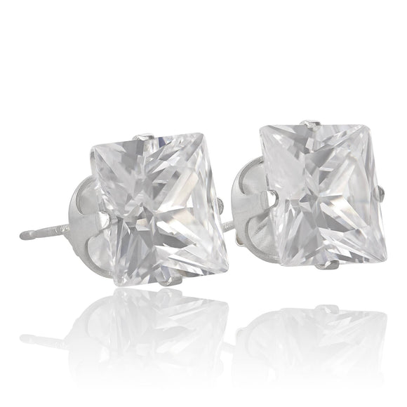 EZ-2150 Square CZ Stud Earrings 6mm | Teeda