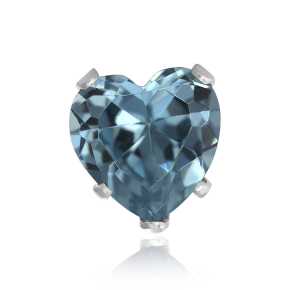 EZ-2200-AQ Heart CZ Stud Earrings 6mm - Aqua | Teeda